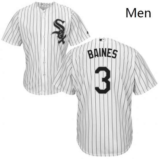 Mens Majestic Chicago White Sox 3 Harold Baines White Home Flex Base Authentic Collection MLB Jersey